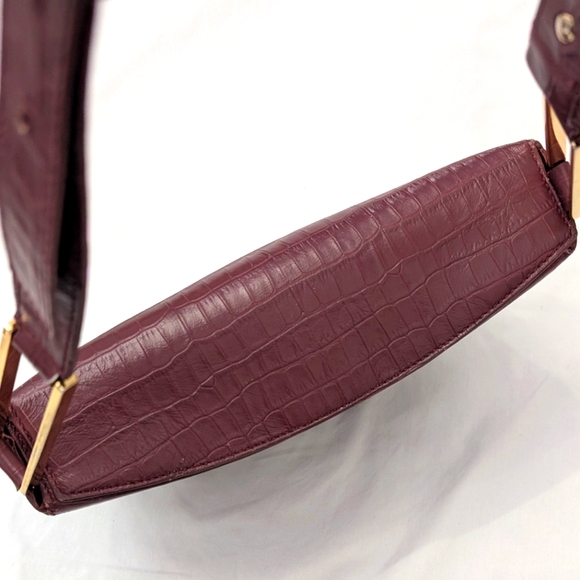 DeMellier Burgundy Croc Effect Bergen Bag - Picture 9 of 16